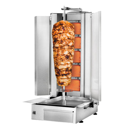 GGM Gastro Gas Doner Kebab Grill (Shawarma/Gyros) - 5 Burner - up to 80kg - 16.25kW - incl. 2 splash guards & 2 double doors