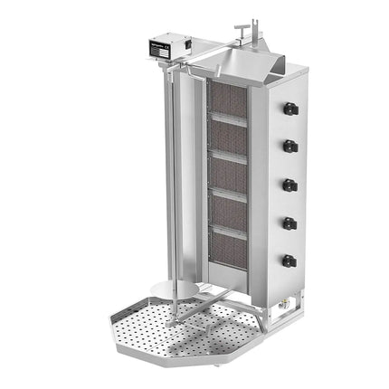 GGM Gastro Gas Doner Kebab Grill (Shawarma/Gyros) - 5 Burner - up to 80kg - 16.25kW - Countertop - incl. 2 splash guards & 2 double doors