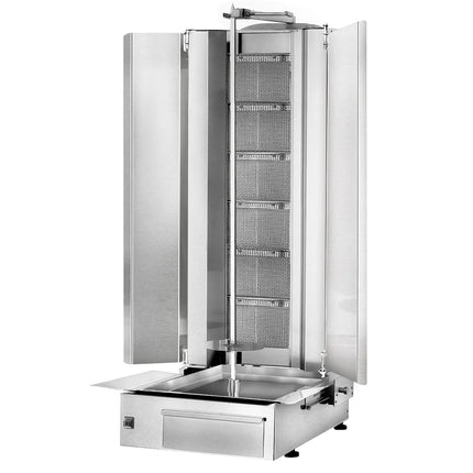 GGM Gastro Gas Doner Kebab Grill (Shawarma/Gyros) - 6 Burner - up to 100kg - 19.5kW - incl. 2 splash guards & 2 double doors
