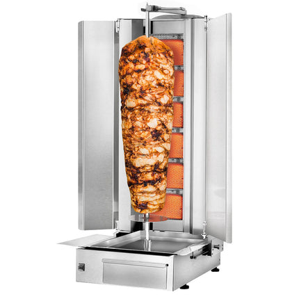 GGM Gastro Gas Doner Kebab Grill (Shawarma/Gyros) - 6 Burner - up to 100kg - 19.5kW - incl. 2 splash guards & 2 double doors