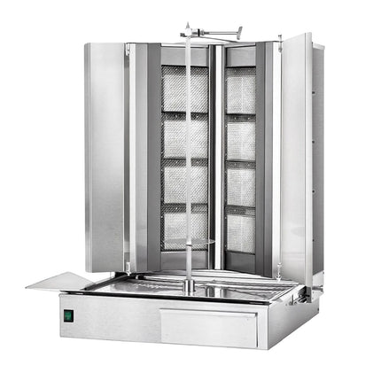 GGM Gastro Gas Doner Kebab Grill (Shawarma/Gyros) - 8 Burner - up to 100kg - 32.5kW - incl. 2 splash guards & 2 double doors