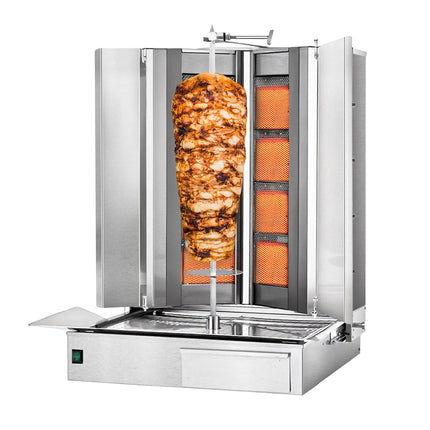 GGM Gastro Gas Doner Kebab Grill (Shawarma/Gyros) - 8 Burner - up to 100kg - 32.5kW - incl. 2 splash guards & 2 double doors