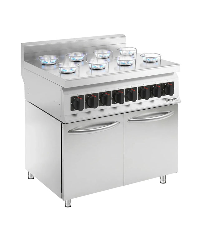 GGM Gastro Gas Hob - 22kW - 8 burners - with base cabinet - 2 doors