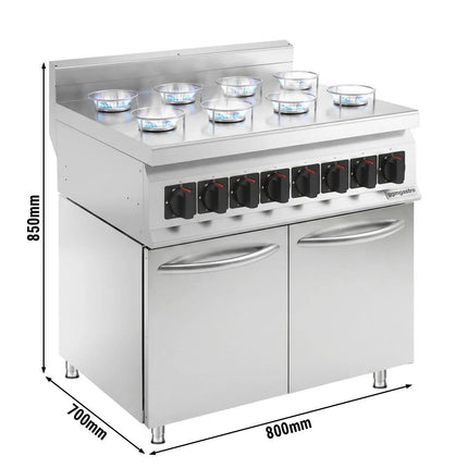 GGM Gastro Gas Hob - 22kW - 8 burners - with base cabinet - 2 doors