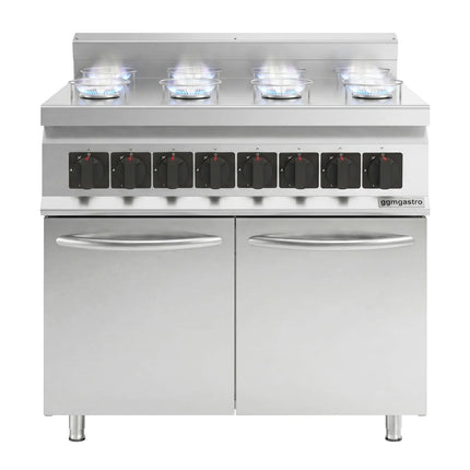 GGM Gastro Gas Hob - 22kW - 8 burners - with base cabinet - 2 doors