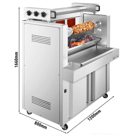 GGM Gastro Gas Horizontal Kebab Grill (Cağ Kebab) - 9.8kW - up to 85kg - Floor-standing - on castors