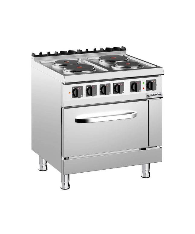 GGM Gastro Gas Oven Range - 15.2kW - 4 plates - with Gas Oven Static Oven - 6kW