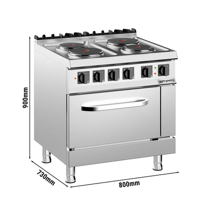 GGM Gastro Gas Oven Range - 15.2kW - 4 plates - with Gas Oven Static Oven - 6kW