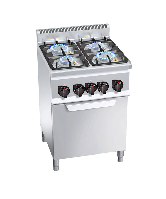 GGM Gastro Gas Oven Range - 19kW - 4 burners - with Gas Oven Static Oven - 3.5kW