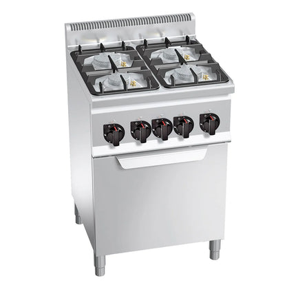 GGM Gastro Gas Oven Range - 19kW - 4 burners - with Gas Oven Static Oven - 3.5kW