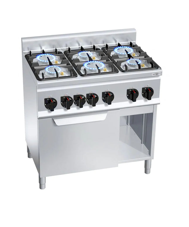 GGM Gastro Gas Oven Range - 28.5kW - 6 burners - High-Output Burners - with Electric Oven Convection Oven - 3kW