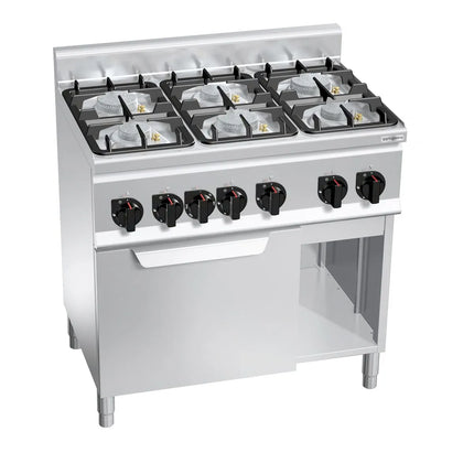 GGM Gastro Gas Oven Range - 28.5kW - 6 burners - High-Output Burners - with Electric Oven Convection Oven - 3kW