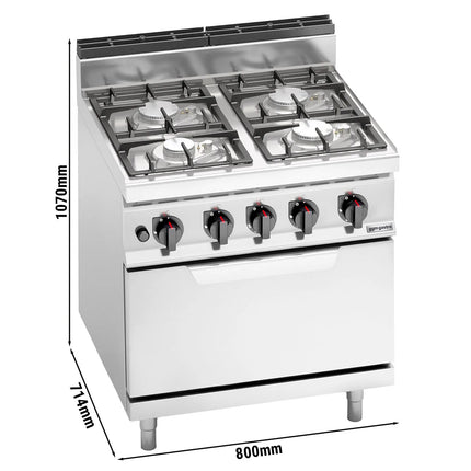 GGM Gastro Gas Oven Range - 29.3kW - 4 burners - with Gas Oven Static Oven - 7.8kW
