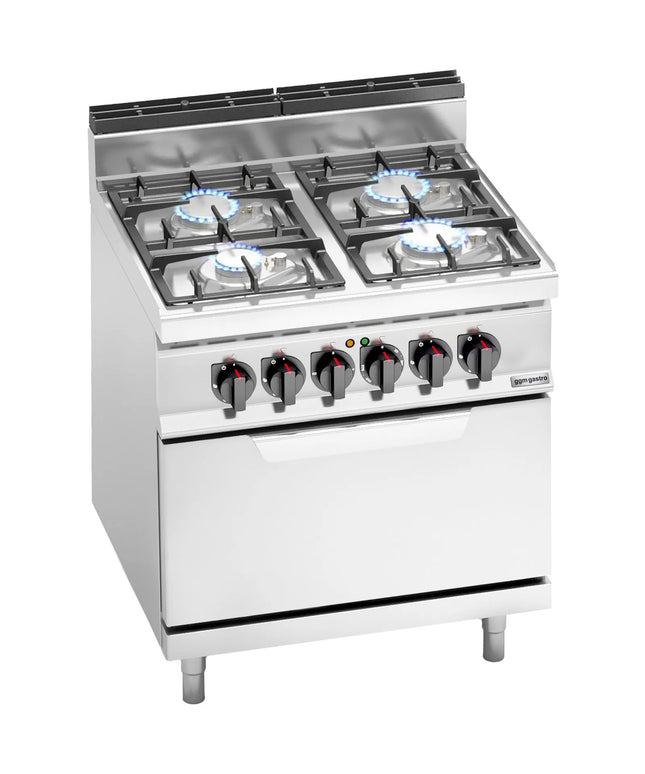GGM Gastro Gas Oven Range - 29kW - 4 burners - with Electric Oven Static Oven - 7.5kW