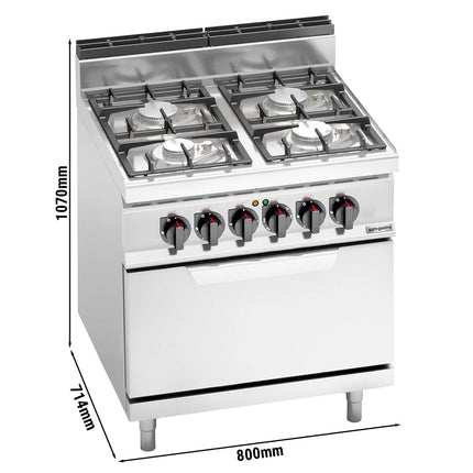 GGM Gastro Gas Oven Range - 29kW - 4 burners - with Electric Oven Static Oven - 7.5kW