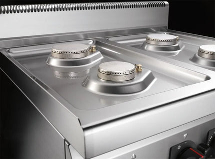 GGM Gastro Gas Oven Range - 29kW - 4 burners - with Electric Oven Static Oven - 7.5kW