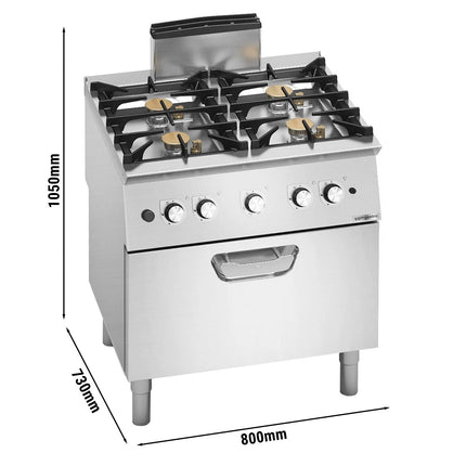 GGM Gastro Gas Oven Range - 31.8kW - 4 burners - with Gas Oven Static Oven - 7.8kW