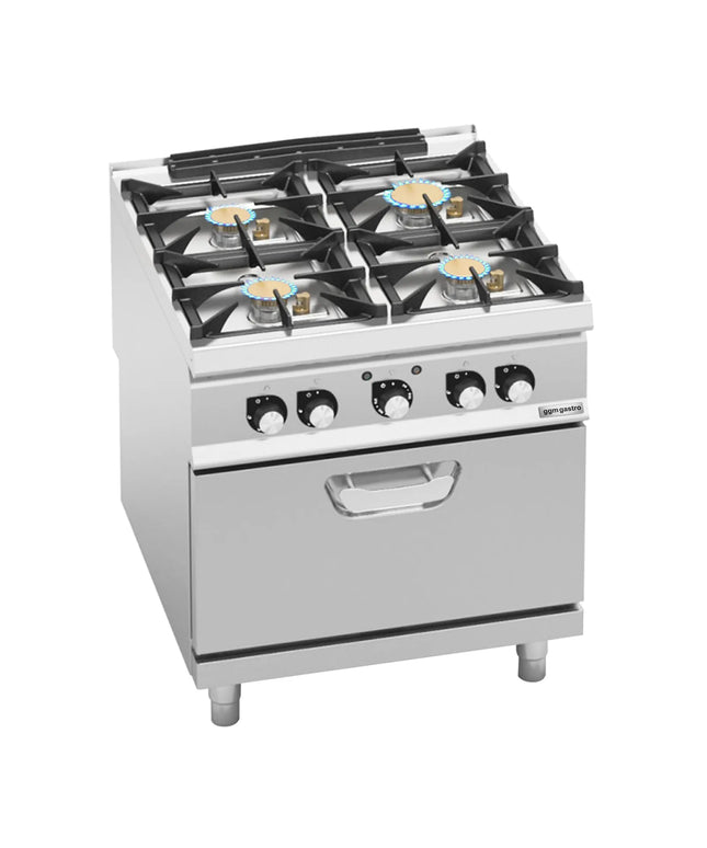 GGM Gastro Gas Oven Range - 32.68kW - 4 burners - with Electric Oven Convection Oven - 4.68kW