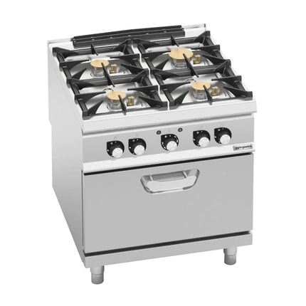 GGM Gastro Gas Oven Range - 32.68kW - 4 burners - with Electric Oven Convection Oven - 4.68kW