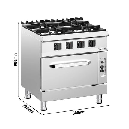 GGM Gastro Gas Oven Range - 32kW - 4 burners - with Gas Oven Static Oven - 6kW