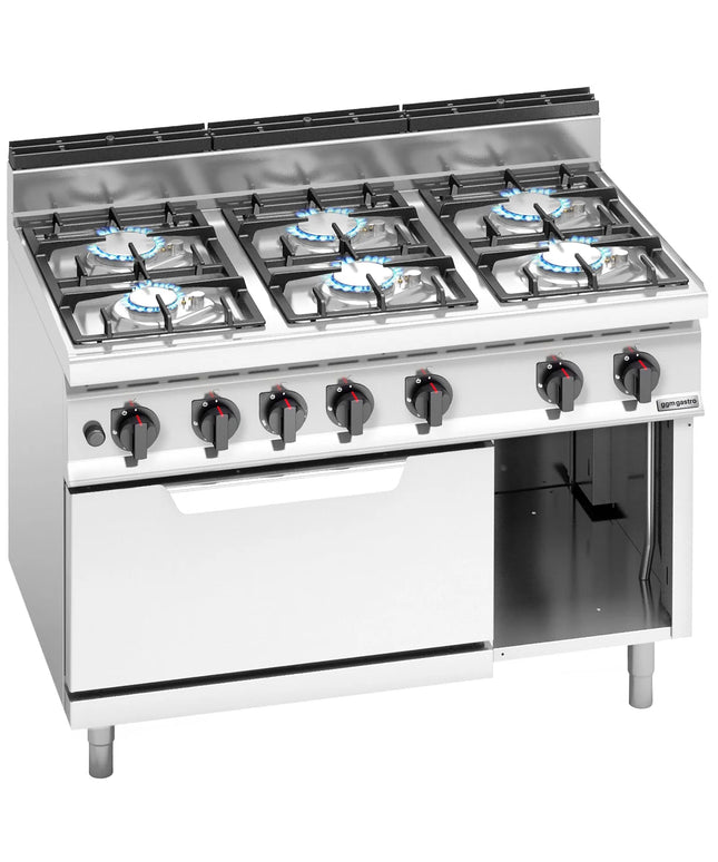GGM Gastro Gas Oven Range - 33.5kW - 6 burners - with Gas Oven Static Oven - 7.8kW