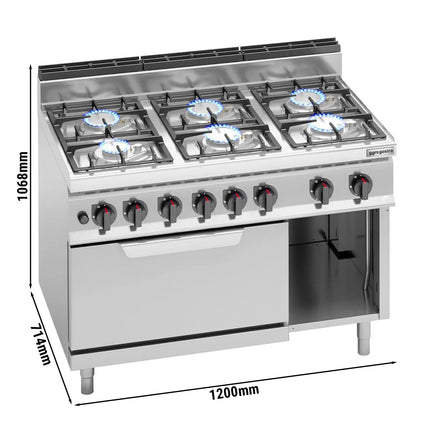 GGM Gastro Gas Oven Range - 33.5kW - 6 burners - with Gas Oven Static Oven - 7.8kW