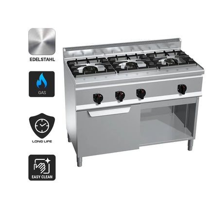 GGM Gastro Gas Oven Range - 34.5kW - 3 burners - with Gas Oven Static Oven - 3.5kW