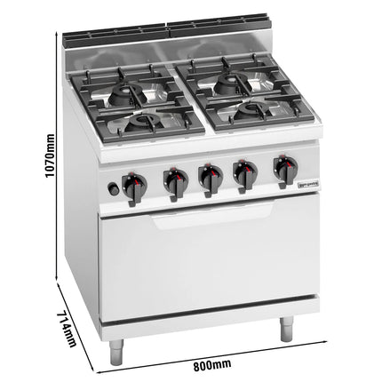 GGM Gastro Gas Oven Range - 35.8kW - 4 burners - with Gas Oven Static Oven - 7.8kW