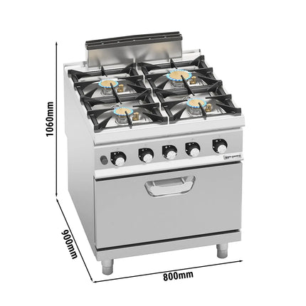 GGM Gastro Gas Oven Range - 35.8kW - 4 burners - with Gas Oven Static Oven - 7.8kW