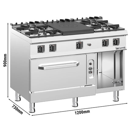 GGM Gastro Gas Oven Range - 39.5kW - 5 burners - with Gas Oven Static Oven - 6kW