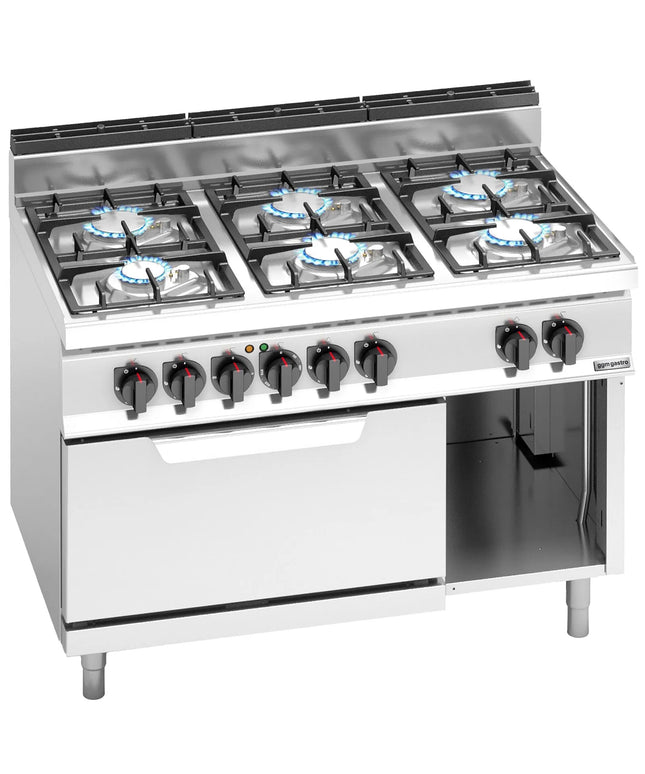 GGM Gastro Gas Oven Range - 41kW - 6 burners - with Electric Oven Static Oven - 7.5kW