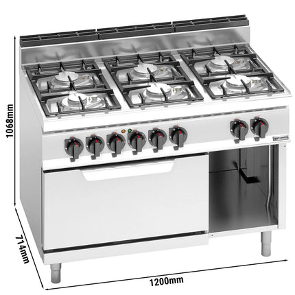 GGM Gastro Gas Oven Range - 41kW - 6 burners - with Electric Oven Static Oven - 7.5kW