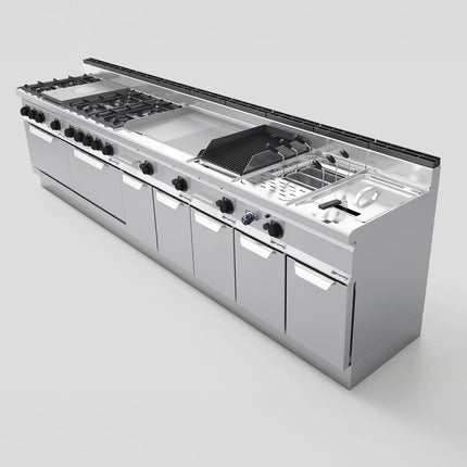GGM Gastro Gas Oven Range - 41kW - 6 burners - with Electric Oven Static Oven - 7.5kW