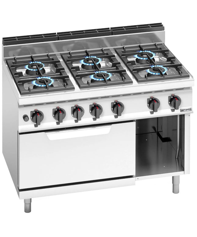 GGM Gastro Gas Oven Range - 42kW - 6 burners - with Gas Oven Static Oven - 7kW