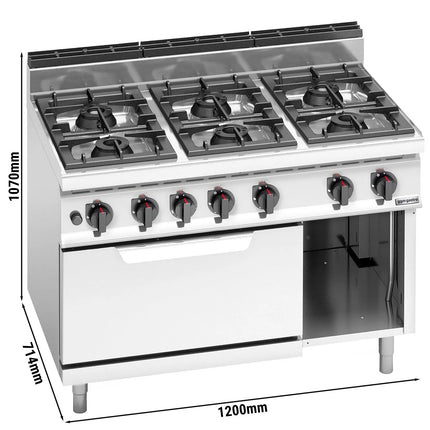 GGM Gastro Gas Oven Range - 42kW - 6 burners - with Gas Oven Static Oven - 7kW