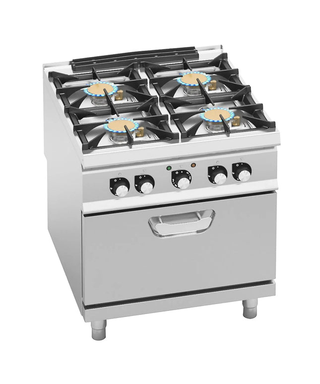 GGM Gastro Gas Oven Range - 44.68kW - 4 burners - with Electric Oven Convection Oven - 4.68kW - High-Output Model
