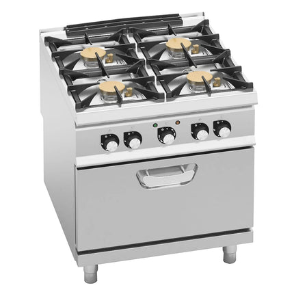 GGM Gastro Gas Oven Range - 44.68kW - 4 burners - with Electric Oven Convection Oven - 4.68kW - High-Output Model