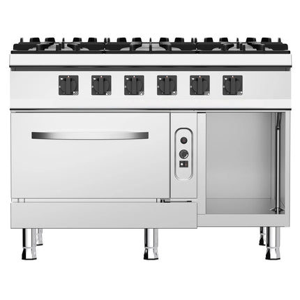 GGM Gastro Gas Oven Range - 45kW - 6 burners - with Gas Oven Static Oven - 6kW