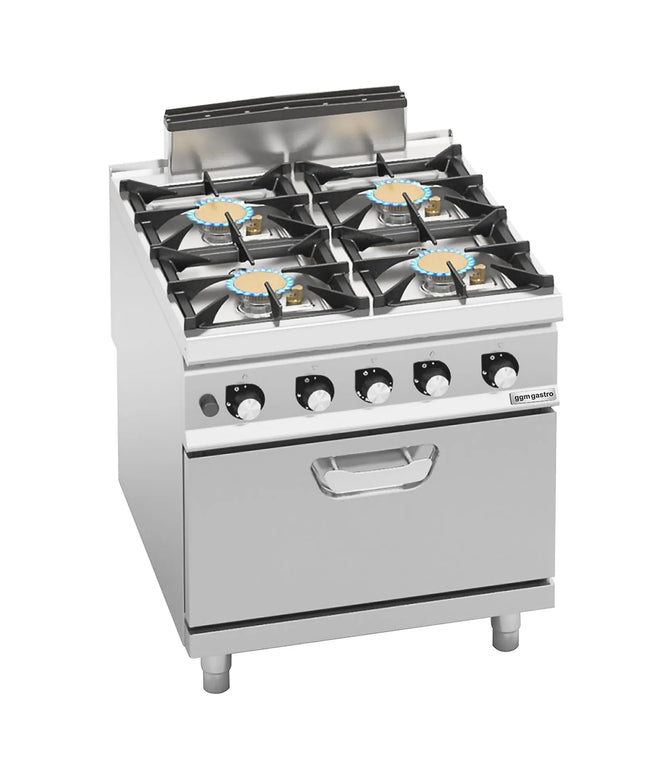 GGM Gastro Gas Oven Range - 47.8kW - 4 burners - with Gas Oven Static Oven - 7.8kW