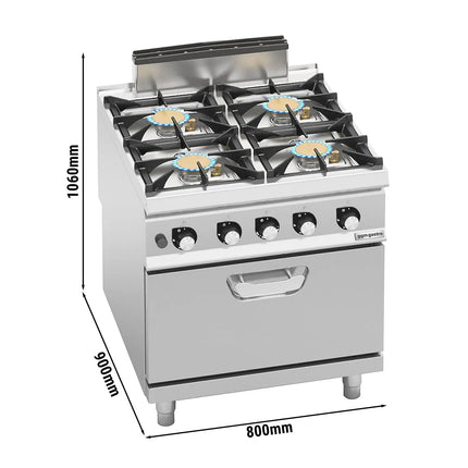 GGM Gastro Gas Oven Range - 47.8kW - 4 burners - with Gas Oven Static Oven - 7.8kW