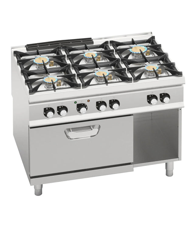 GGM Gastro Gas Oven Range - 48.68kW - 6 burners - with Electric Oven Convection Oven - 4.68kW