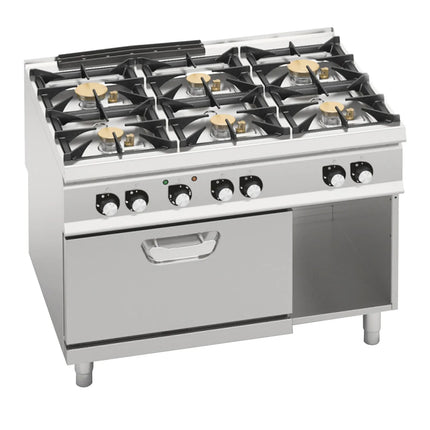 GGM Gastro Gas Oven Range - 48.68kW - 6 burners - with Electric Oven Convection Oven - 4.68kW