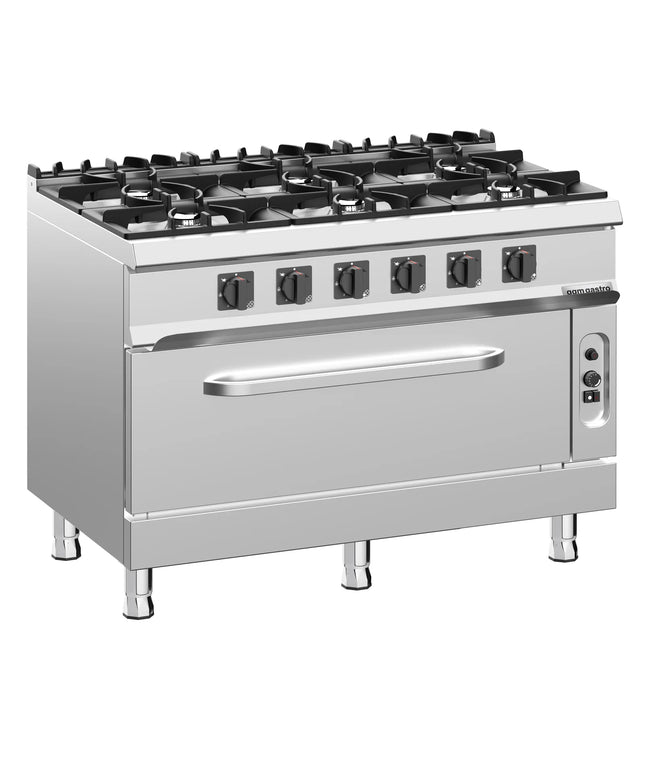 GGM Gastro Gas Oven Range - 49kW - 6 burners - with Gas Oven Static Oven - 10kW
