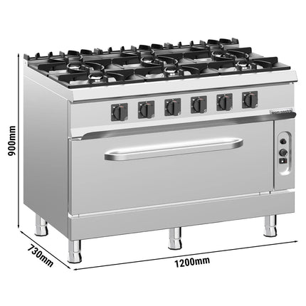 GGM Gastro Gas Oven Range - 49kW - 6 burners - with Gas Oven Static Oven - 10kW