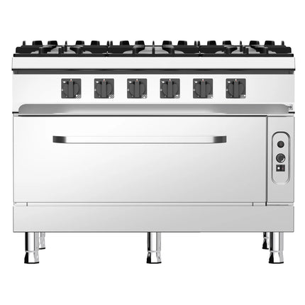 GGM Gastro Gas Oven Range - 49kW - 6 burners - with Gas Oven Static Oven - 10kW