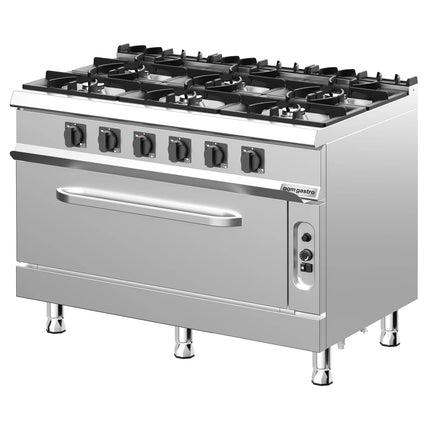 GGM Gastro Gas Oven Range - 49kW - 6 burners - with Gas Oven Static Oven - 10kW