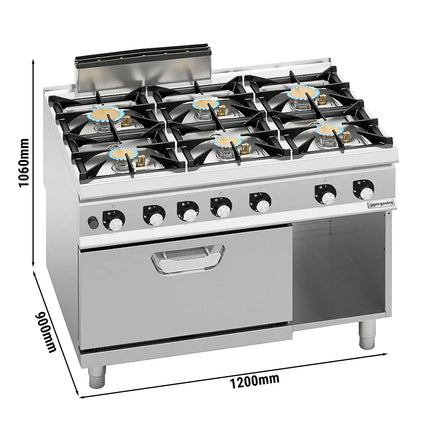 GGM Gastro Gas Oven Range - 51.8kW - 6 burners - with Gas Oven Static Oven - 7.8kW