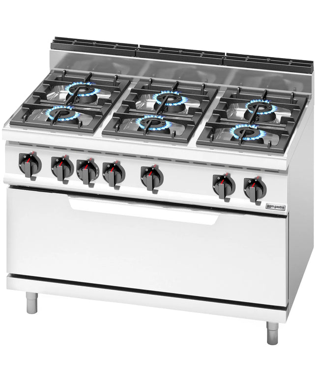GGM Gastro Gas Oven Range - 54kW - 6 burners - with Gas Oven Static Oven - 12kW