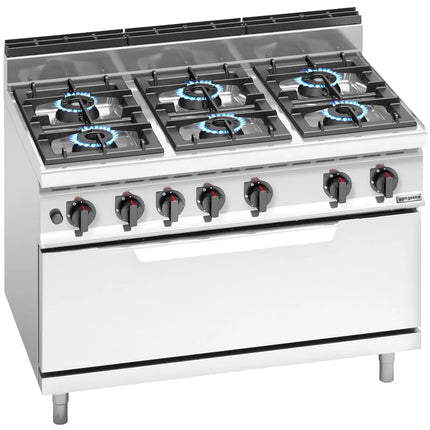 GGM Gastro Gas Oven Range - 54kW - 6 burners - with Gas Oven Static Oven - 12kW