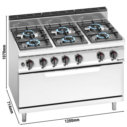 GGM Gastro Gas Oven Range - 54kW - 6 burners - with Gas Oven Static Oven - 12kW